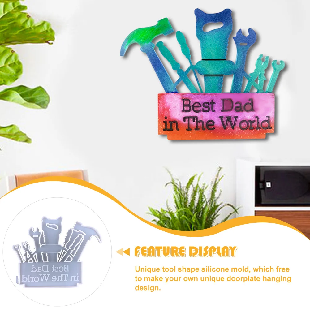 

DIY Resin Crystal Epoxy Door Plate Mold Silicone Father's Day Gift Hanging Tag Craft for Home Office Party Decoration