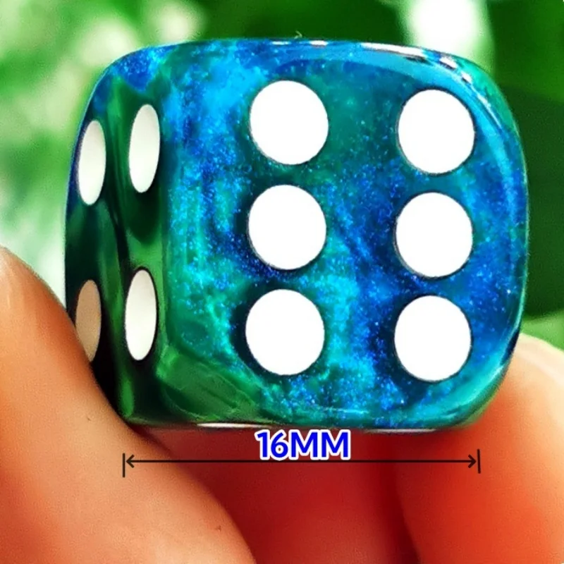 

10 pcs Marble Pearl Veins Effect D6 Dice Set Two Coloured Glittered 6 Faces 16mm Casino Dices for Table Board Game Playing game