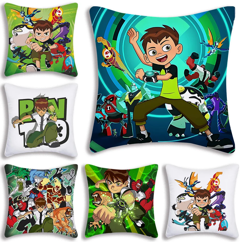 Cartoon B-Ben 10 Cool Pillow Covers Cartoon Sofa Decorative Home Double-sided Printing Short Plush Cute Cushion Cover