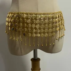 Belly Dance Gold Coin Waist Chain Beauty Head Belt Alloy Five Rows Waist Seal Bell Five Layers Performance Accessories Metal