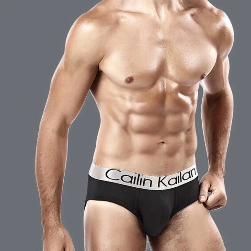 

Solid Color Men's Underwear Letter Printing Man Panties Silver Edged Wide Waistband Youth Briefs Seamless Male Underpants