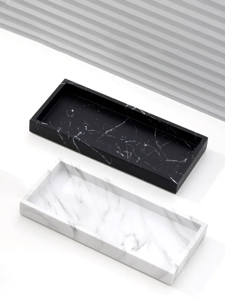 Nordic Style Natural Marble Tray Bathroom Sink Storage Rack Teeth Cup Mouthwash Cup Trays Bathroom Accessories Home Decoration