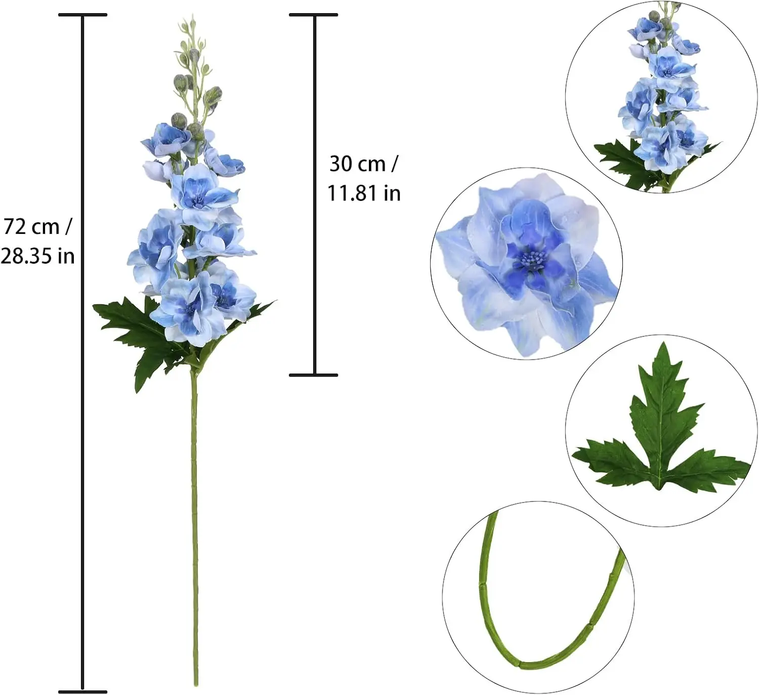 YeeNanee 4pcs Real Touch Delphinium Silk Artificial Flower White Purple Tall Larkspur for Vase Wedding Centerpieces Home Decor