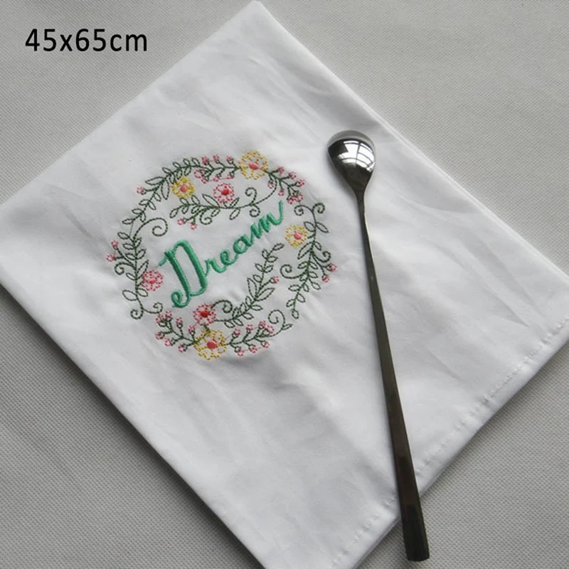 6PCS Embroidered Table Napkin Tea Towel For Wedding Party Absorbent Cotton Home Cloth Napkins Kitchen Dining Accessories