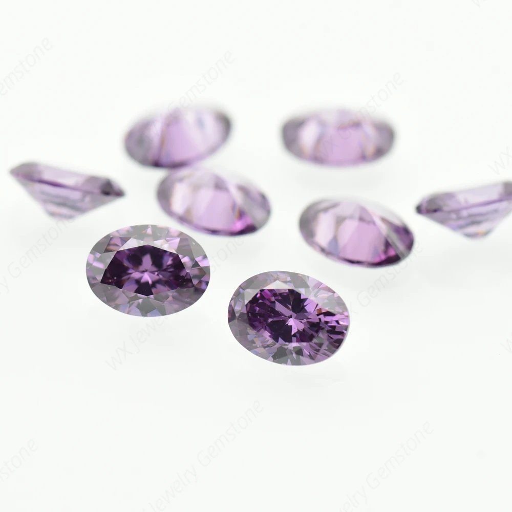 Oval Shape Cut Size 2x3~18x25mm 5A Amethyst CZ Stone Synthetic Gems Loose Cubic Zirconia For Jewelry Wholesale DIY for Jewelry