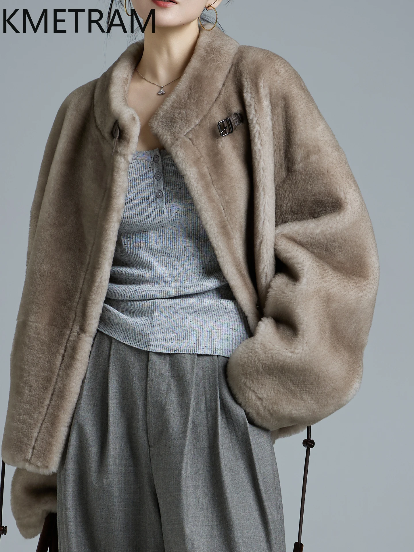 KMETRAM 100% 천연 양모 럭셔리 모피 코트 여성용 겨울 2025 리얼 퍼 코트 숏 신상 아우터웨어 여성용 모피 코트