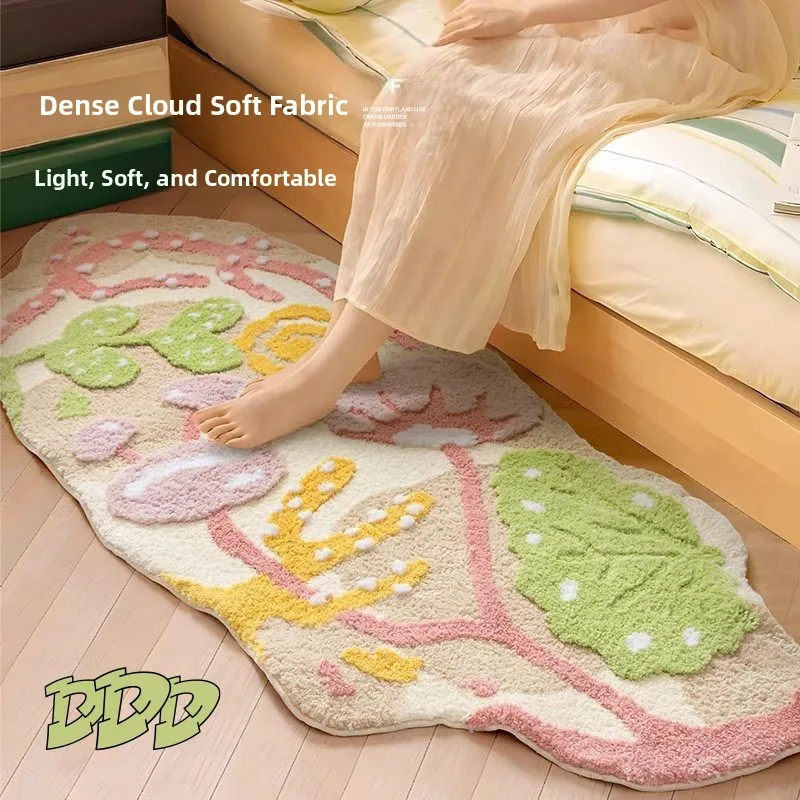 DDD Dopamine Velvet Small Carpet Living Room Moss Shaped Pink Bedroom Cartoon Cute Bedside Rug Ins Home Textile Carpet