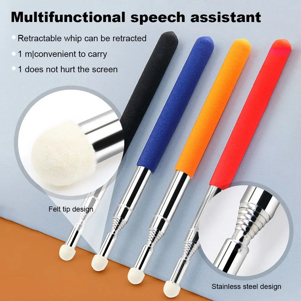 Stainless Steel Touch Screen Pen Retractable Teaching Stick Handheld Presenter Whiteboard Pointer Pen Telescopic Rod