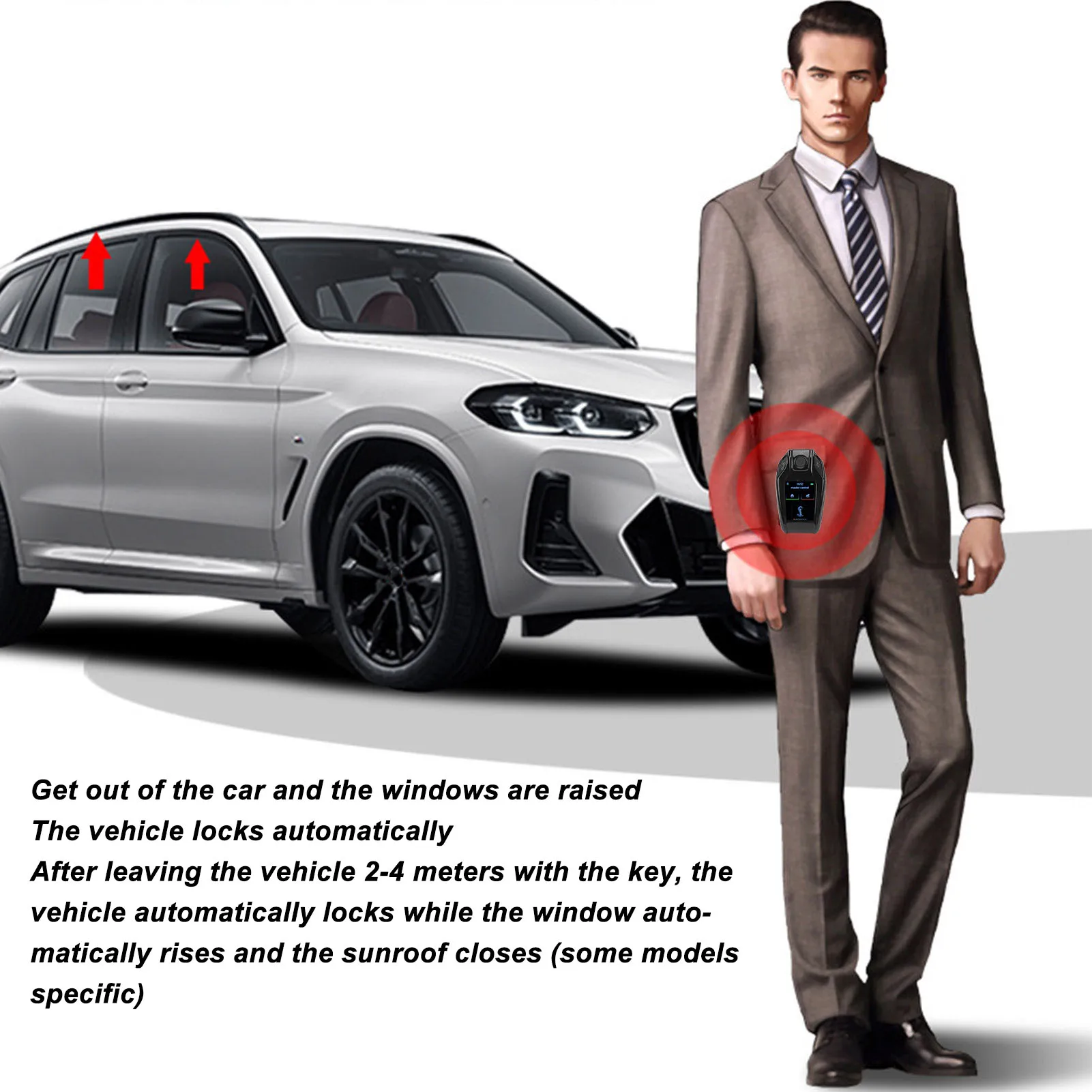 

Remote Control Key Fob Bluetooth 5.0 Smart Remote Car Key Automatic Lock Long Standby Zinc Alloy Frame for One Click Start Car