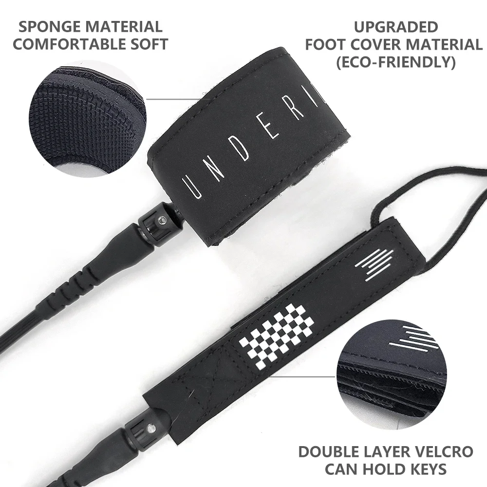 PRO SERIES Surf Leash SUP Board Rutschfeste Manschette Leichte Surfboard Leine Upgrade TPU 316L Edelstahl Drehbares Longboard Surfseil – Detail 8