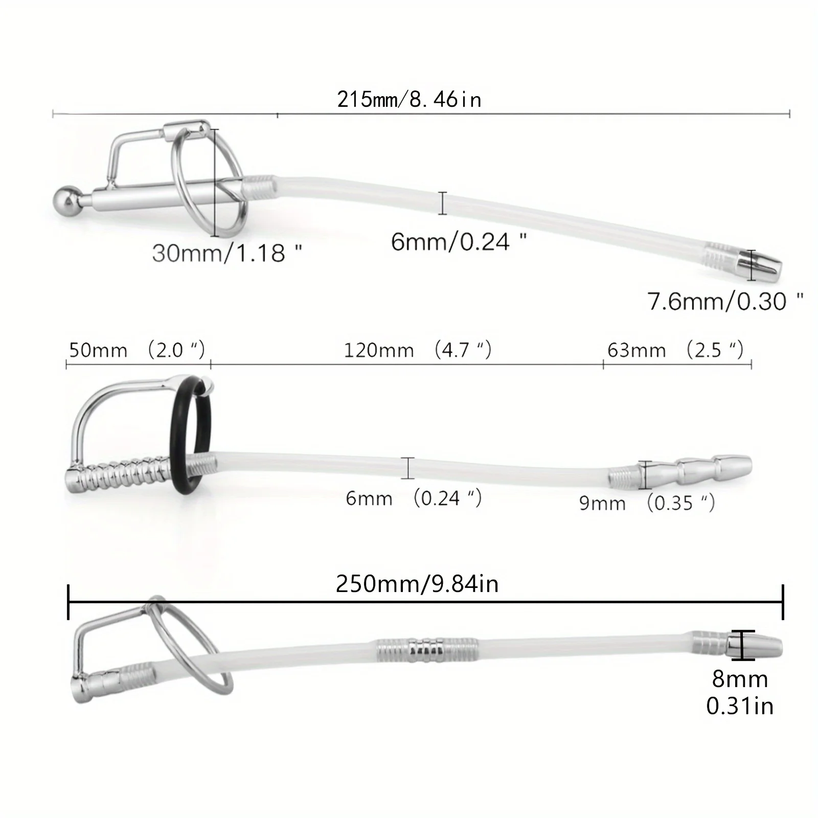 1 قطعة مجرى البول مرنة لعبة استثارة القضيب جوفاء مجرى البول الأصوات مع حلقات القضيب ، ذكر تحفيز لعبة استثارة القضيب موسع سيليكون مرن