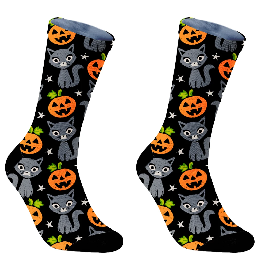 2024 New Women Mid Tube Socks Men's Holiday Gift Socks Halloween Creative Pumpkin Crazy Anime Horror Hip Hop Trendy Socks