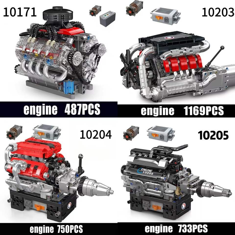 MOULD KING Technology 10171 Chevrolet LSX454 Supercar V8 Engine Toy Building Blocks Powerful Engine Christmas  Gifts Kids Gifts