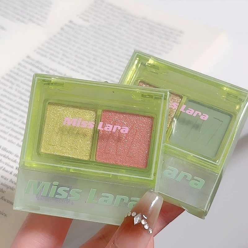 Two Color Eye Shadow Plate Pearlescent Matte Beginner Small Portable Pure Mint Green Cut Eye Makeup Summer Cosmetics