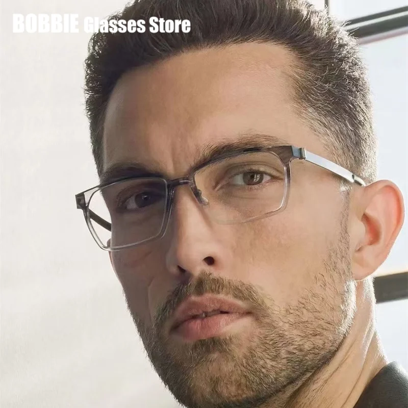 Screwless Glasses Frame Men Square Titanium Ultralight Prescription Eyeglasses Optical Spectacles Eyewear Denmark Brand 1264 New