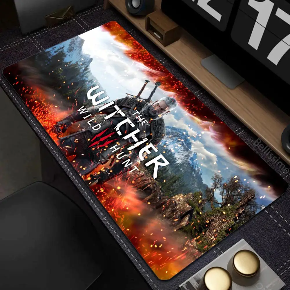 T-The W-Witchers 3 Mouse Pad desk accessories office 900x400mm Mouse Pad Anime Carpet Desk Mat PC Gamer Cabinet