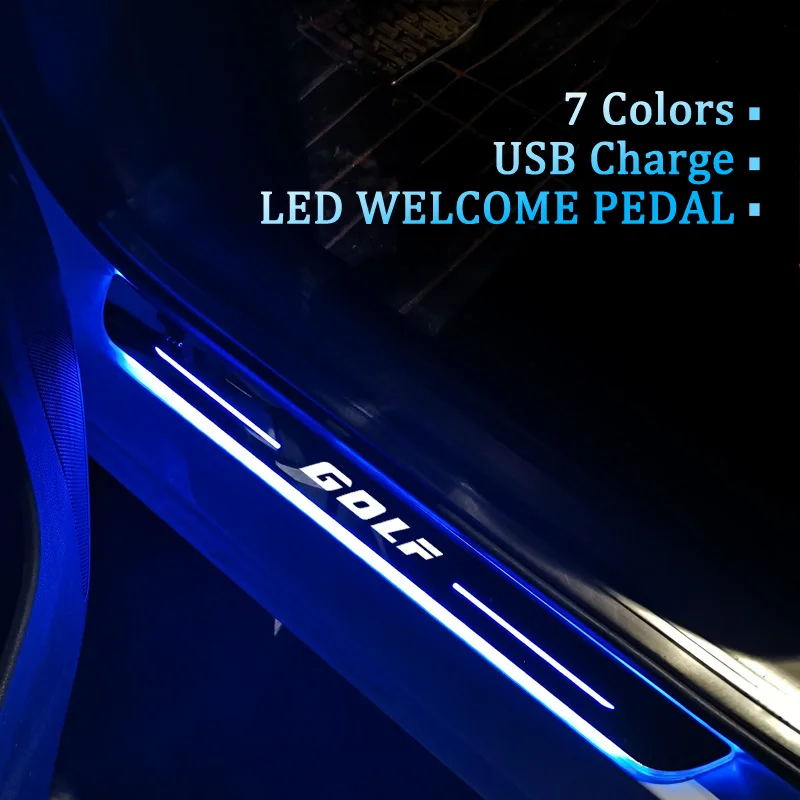

Trim Pedal Car Exterior Parts LED Door Sill Scuff Plate Pathway Dynamic Streamer WelcomeLight For Volkswagen Golf 6 7 MK6 7 USB