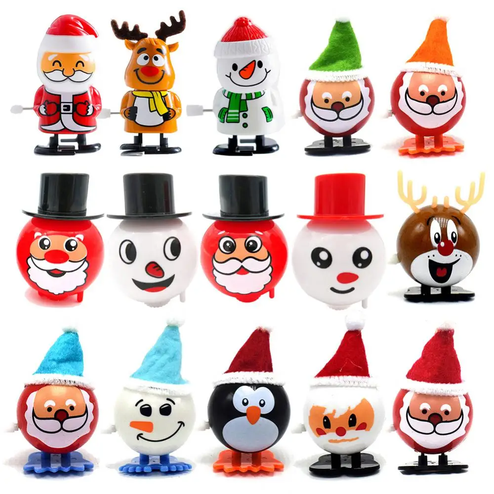 2/4/6PCS New Creative And Interesting Children's Spring Wind-up Toy Christmas Santa Claus Elk Penguin Snowman Funny Toy