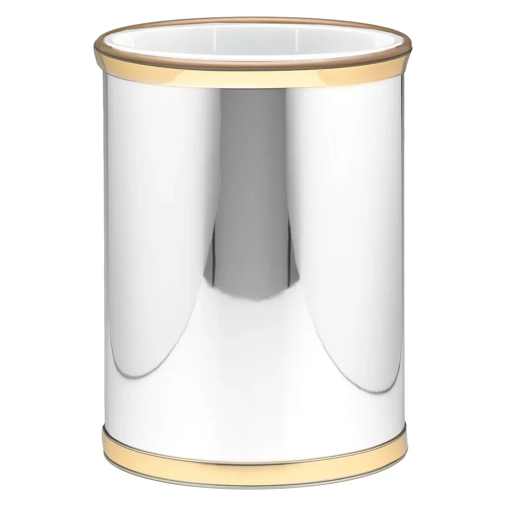 سلة مهملات مايلر مع بطانة بلاستيكية، تصميم بيضاوي أنيق للحمام وغرفة النوم والمكتب المنزلي، سهل التنظيف، سعة 13 كيو تي متينة