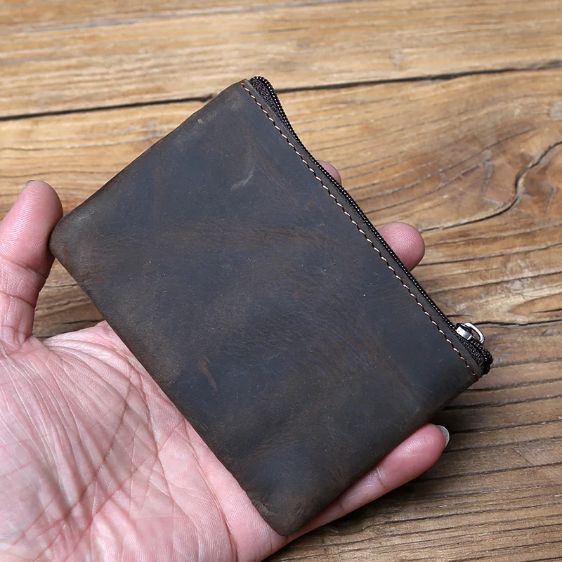 NZPJ männer Echt Leder Karte Tasche Vintage Erste Schicht Rindsleder Geldbörse dame Zipper Brieftasche Schlüssel Tasche Fahrer lizenz Tasche – Detail 4