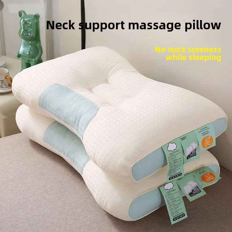 

Sleeping Pillow Neck Support Polyester Fiber Rectangular Shaped Adjustable Height Single Person Use Non Deformable