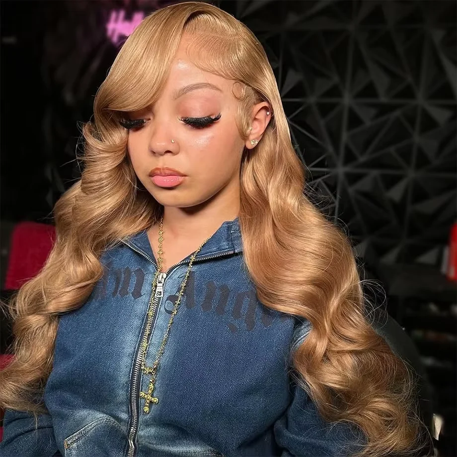 

32 inch 200% Density Honey Blonde 13x6 HD Lace Front Human Hair Wigs Brazilian Body Wave #27 Colored 13x4 Lace Frontal Wig Women