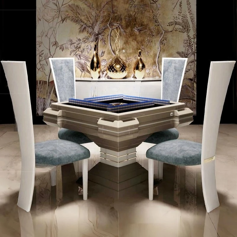 Tavolo da mahjong automatico di lusso leggero Villa domestica Tempo libero e intrattenimento Design moderno Elettrico multifunzionale di fascia alta