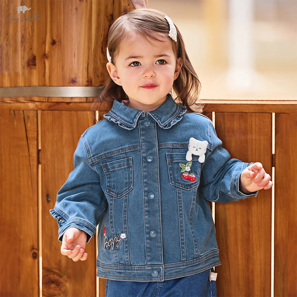 

Dave Bella Children Girl's Cowboy Jacket Autumn Sweet Cute Fashion Casual Kids Coat Tops Girls Baby Outwear Outdoor DB3253493