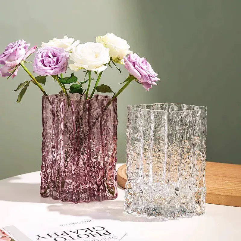 

Colorful Transparent Glacier Glass Vase, Hydroponic Flower Pot, Desktop Decoration, Simple Flower Arrangement Vase
