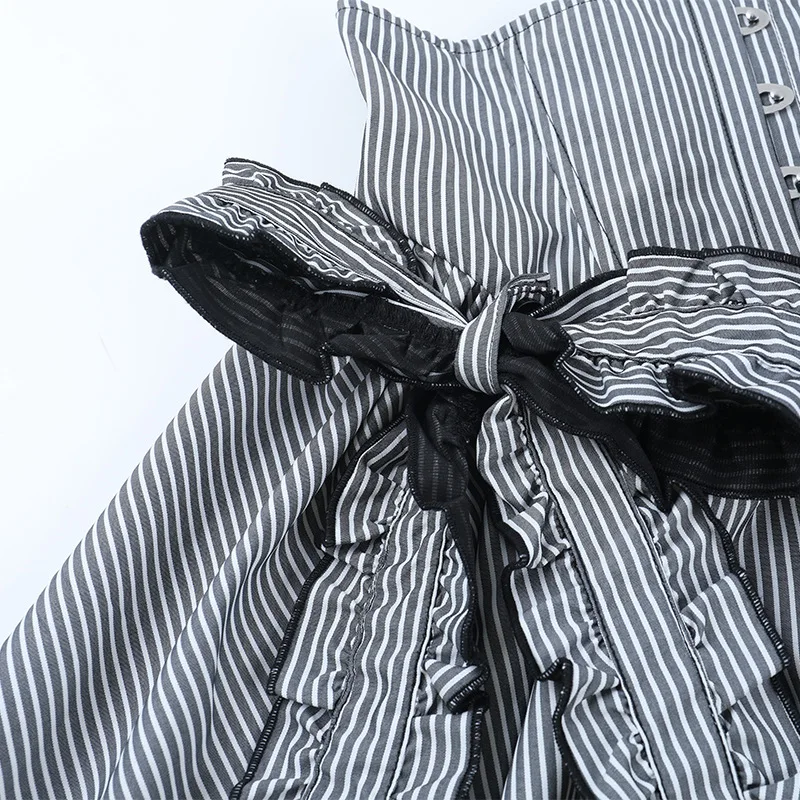 القوطية الحلو المرأة مطوي تنورة الأزياء شريطية صغيرة عالية الخصر تنورة أنيقة Kawaii الصيف عارضة السيدات شريط مطوي تنورة