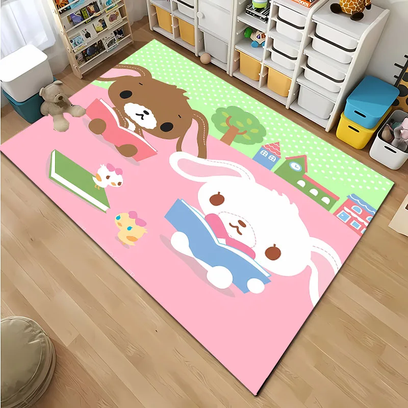 S-Sugarbunnies 3D Printing Anime Carpet for Living Room Cartoon kids Bedroom Sofa Doormat Floor Tapete  Anti-slip Decor Alfombra