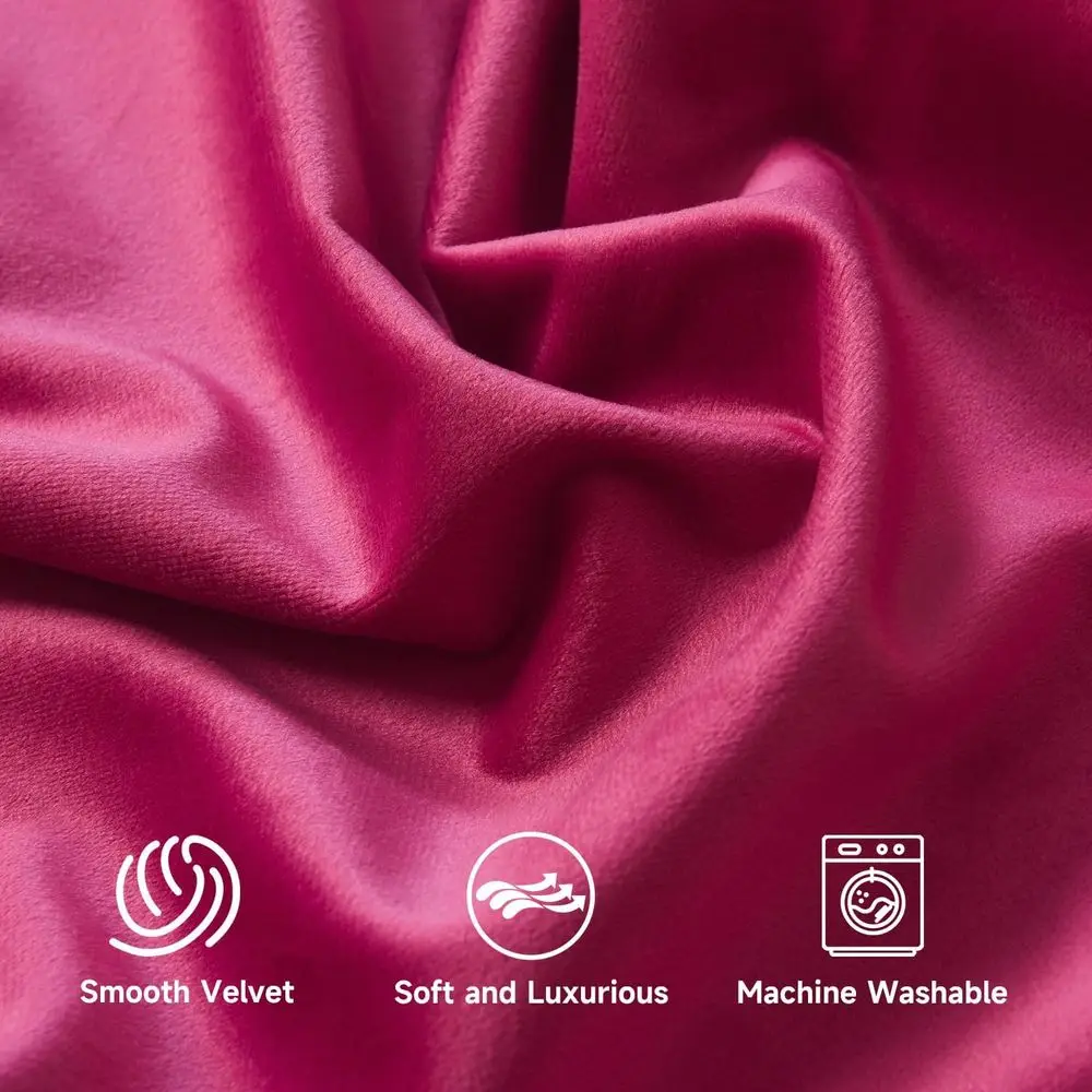 Thermal Insulated Velvet Berry Curtains, 96 Length, 2-Panel Set, Rod Pocket, for Living Spaces