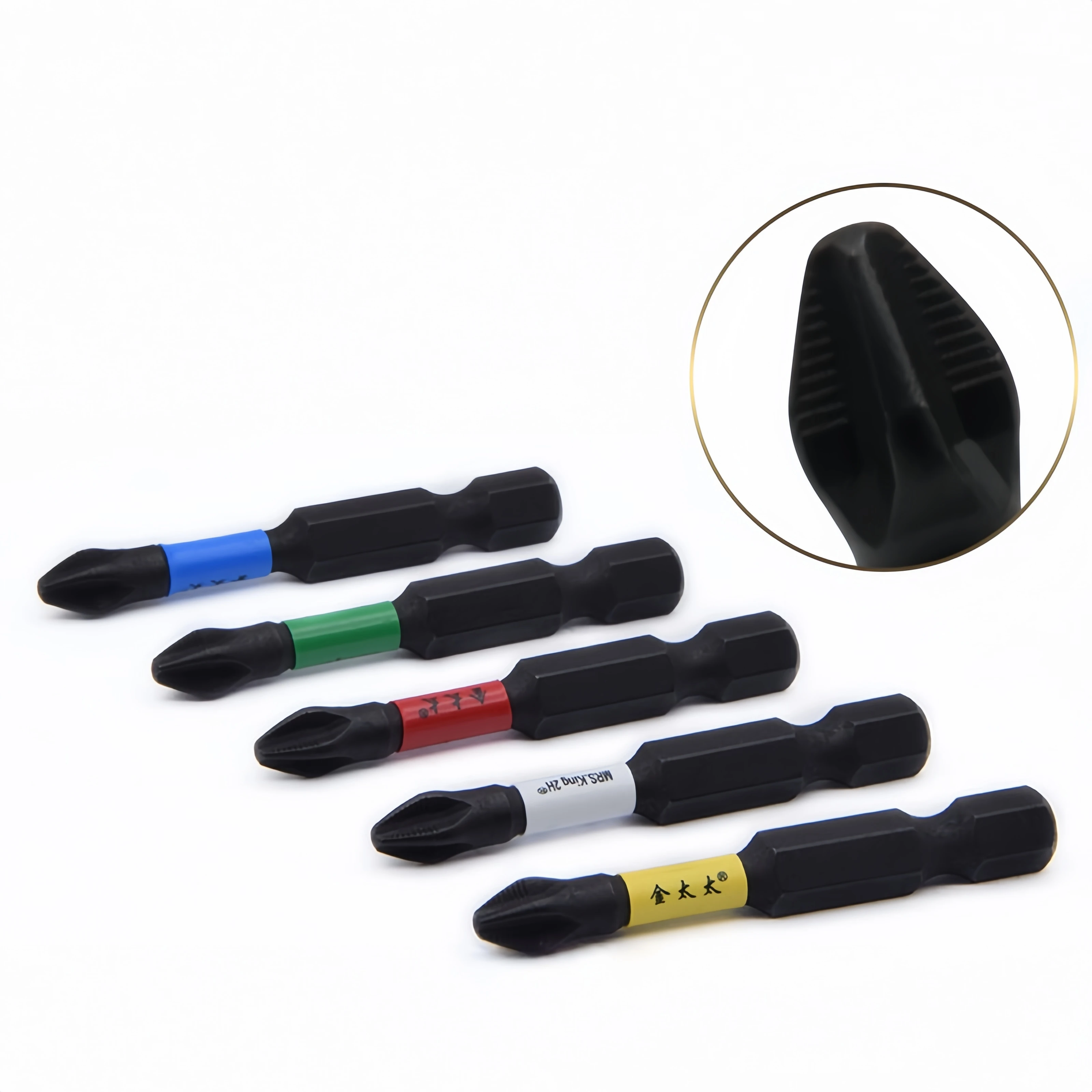 

Cross-shaped anti-slip screwdriver, single-end toothed air screwdriver, strong magnetic PH2 s2 electric screwdriver 6pcs/set 50m