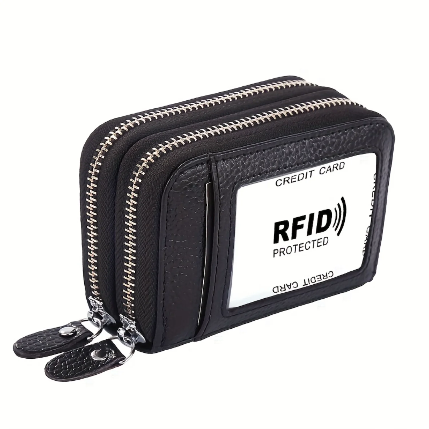 

Elegant Genuine Leather Women's Wallet with RFID Protection, Double Zipper and Ample Space - Minimalist and Multipurpose Design