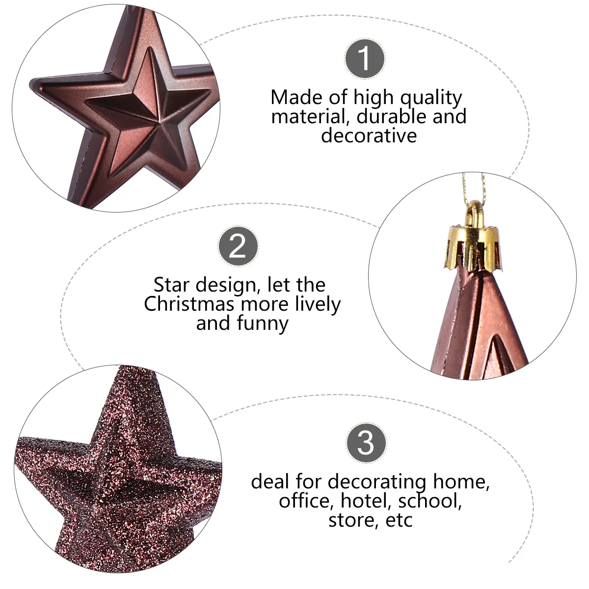 

18Pcs Eco-Friendly Plastic Christmas Star Hanging Decor Five-Pointed Xmas Tree Ornaments Festive Christmas Tree Ornament