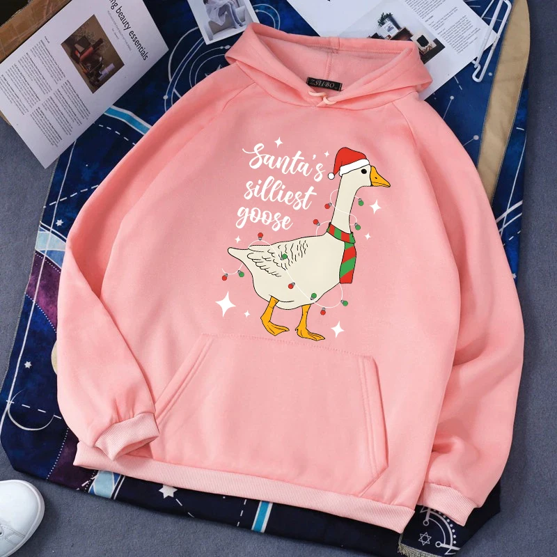 Autumn and Winter New Fashion Creative Letter Goose Pattern Print Hoodie High Quality Women's Casual High Street Trendy Pullover