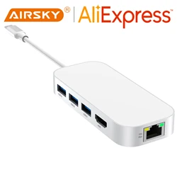 AIRSKY USB C to HDTV Adapter Docking Station Card Reader Hub SD TF HDMI AUX for OTG Mobile Phone Samsung MHL Gamepad Projector