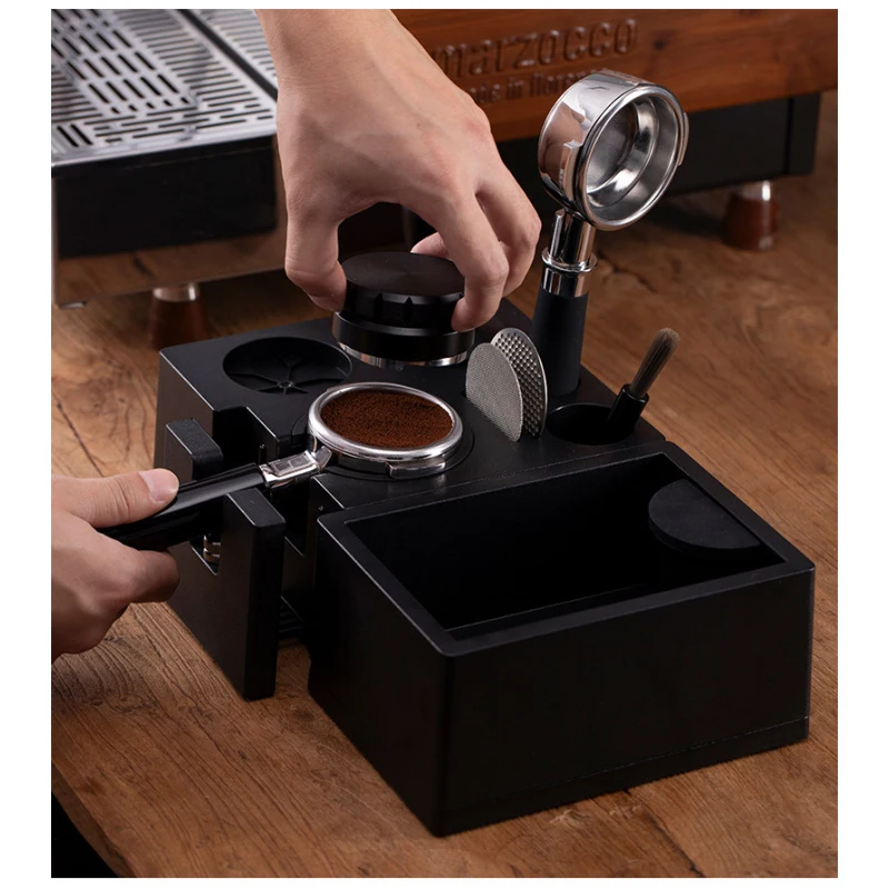 Detachable 10 in 1 Espresso Knock Box and Tamp Station Fits 51 53 58MM Tamper Portafilter Organizer
