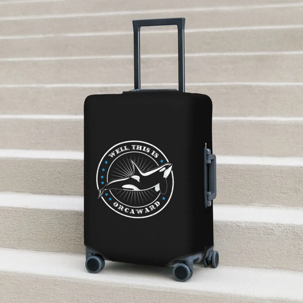 حسنًا هذا هو Orcaward Orca الحوت البحر المفترس الأسماك غطاء حقيبة حماية مرونة رحلة الأمتعة حامي يغطي 18-32 بوصة