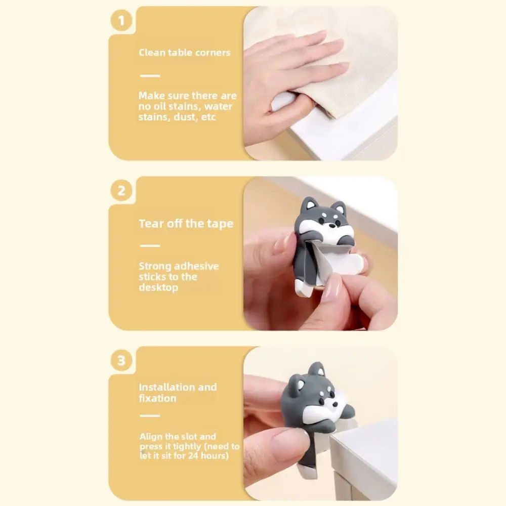 

2pcs Silicone Desk Corner Protectors Cartoon Animals Anti-collision Safety Protector Easy to Install Soft Table Corner Cover
