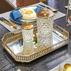 Crystal Mirrored Tray Organizer Perfume Candies Snack Serving Plate Ornament