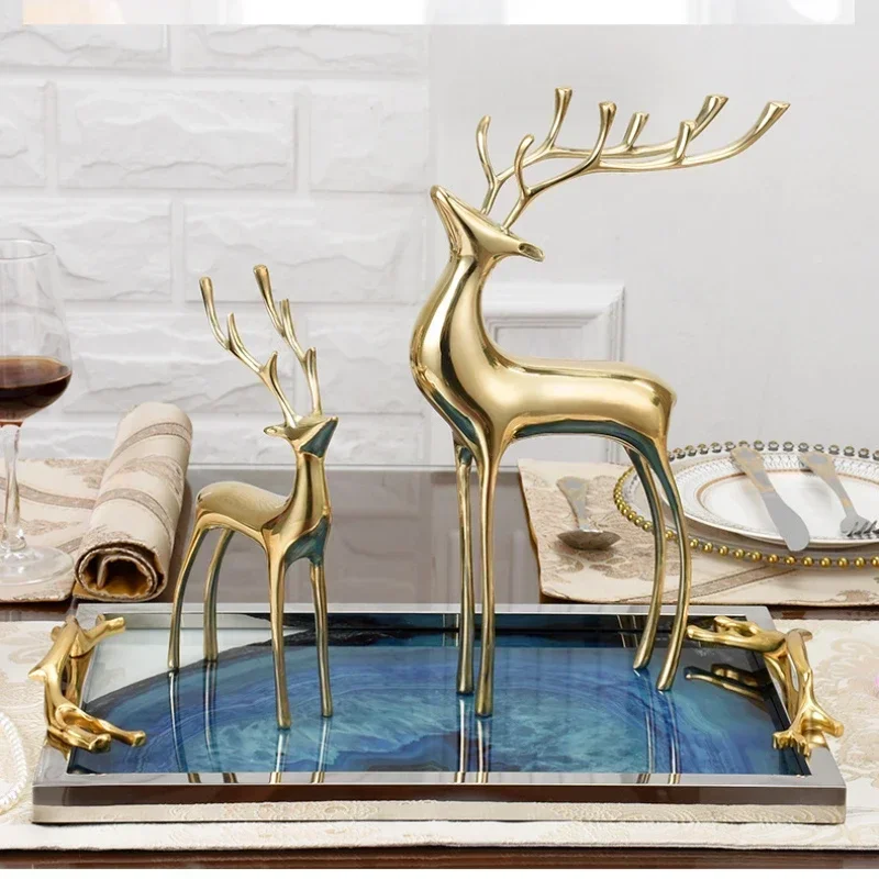 LMHBJY Pure Copper Ornaments Deer Gift TV Cabinet Wine Cabinet Luxury Creative New Wedding Gift Living Room Home Decoration