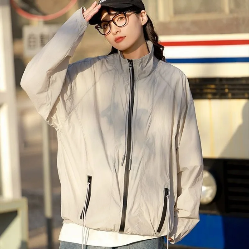 Veste Ulzzang Résistante au Soleil pour Femme, Manteau Fin, Nouveau Design, Manches sulf, Style Coréen, Cool, Fille, Fermeture Éclair, Printemps Été