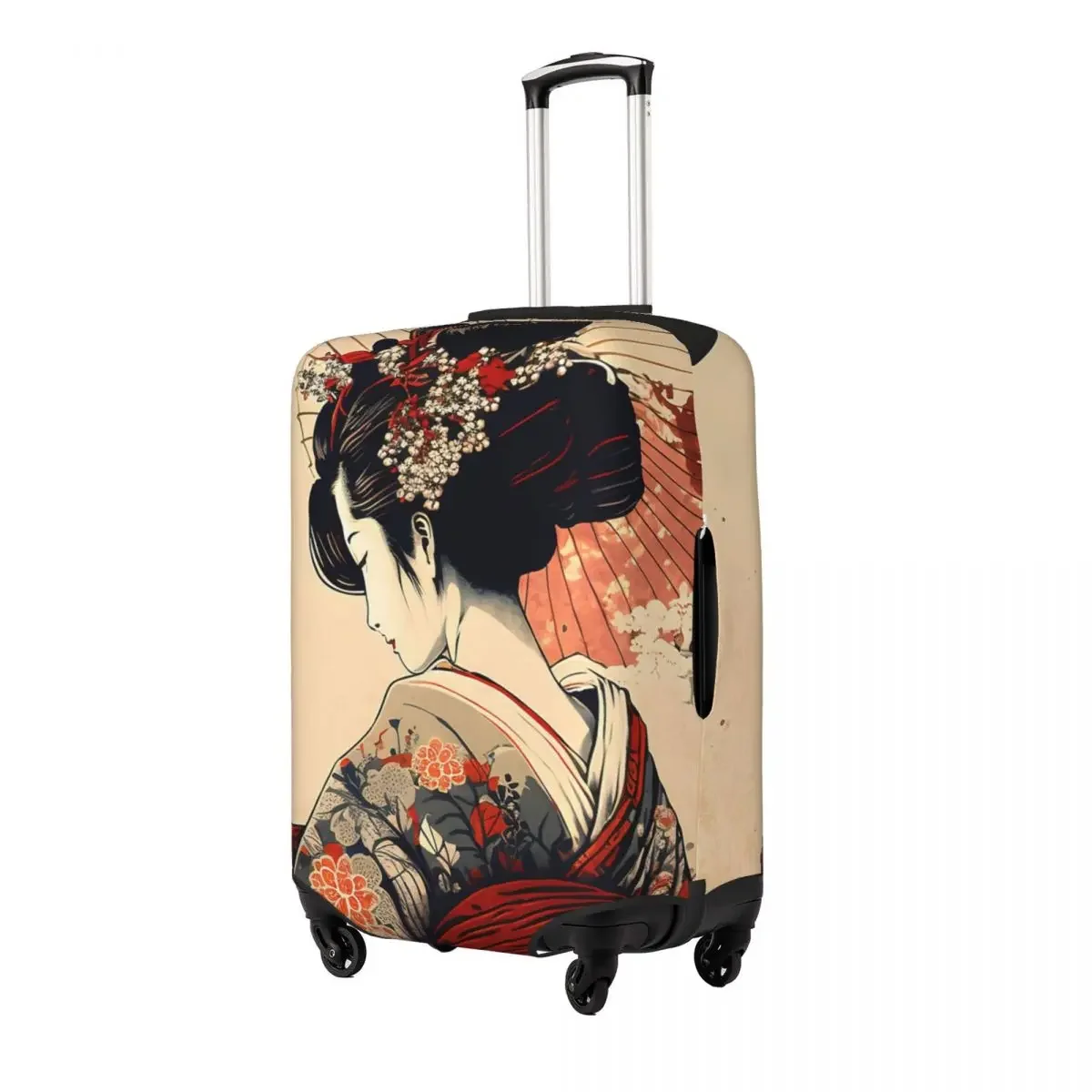 Japanese Geisha Art  Print Luggage Protective Dust Covers Elastic Waterproof 18-32inch Suitcase Cover Travel Accessories