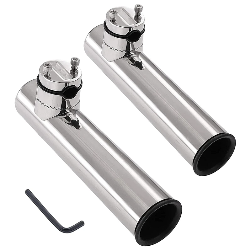 2Pcs Marine Fishing Rod Holders 316 Stainless Steel Adjustable Rod Holder For Boat Yacht Support For Rail 18Mm To 26Mm