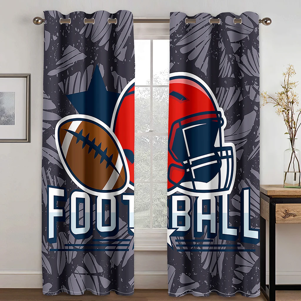 

Cool Sports Baseball Helmat Boys Window Curtains in Kids Bedroom Living Room Hall Treatments Kitchen Decor Drapes Blinds 2Pieces