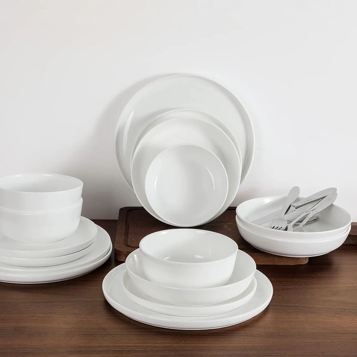 

16-Piece Natural White Dinnerware Set, Service for 4