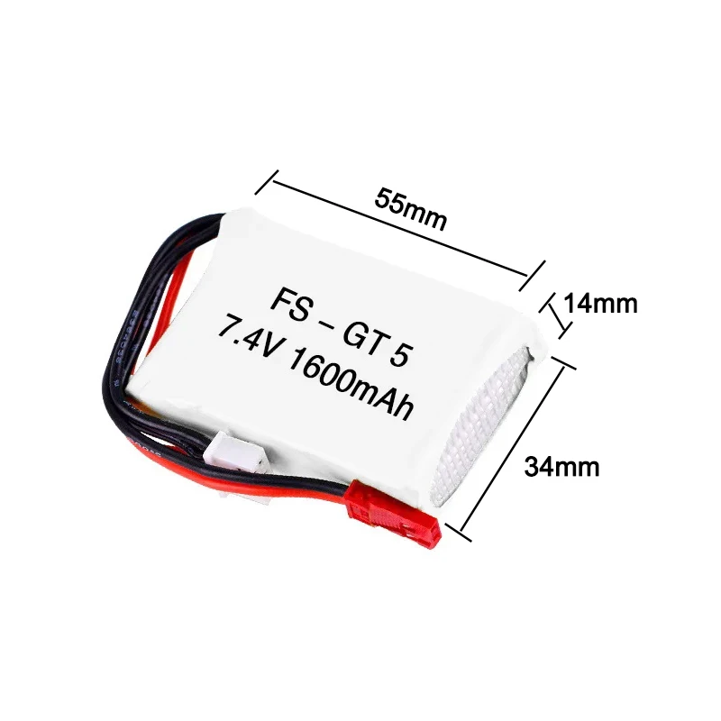 7.4V 1600mAh แบตเตอรี่ Lipo สําหรับ Flysky FS-GT5 เครื่องส่งสัญญาณ RC รุ่นอะไหล่ของเล่นอุปกรณ์เสริมสําหรับ MC6C MCE7 7.4v แบตเตอรี่ JST