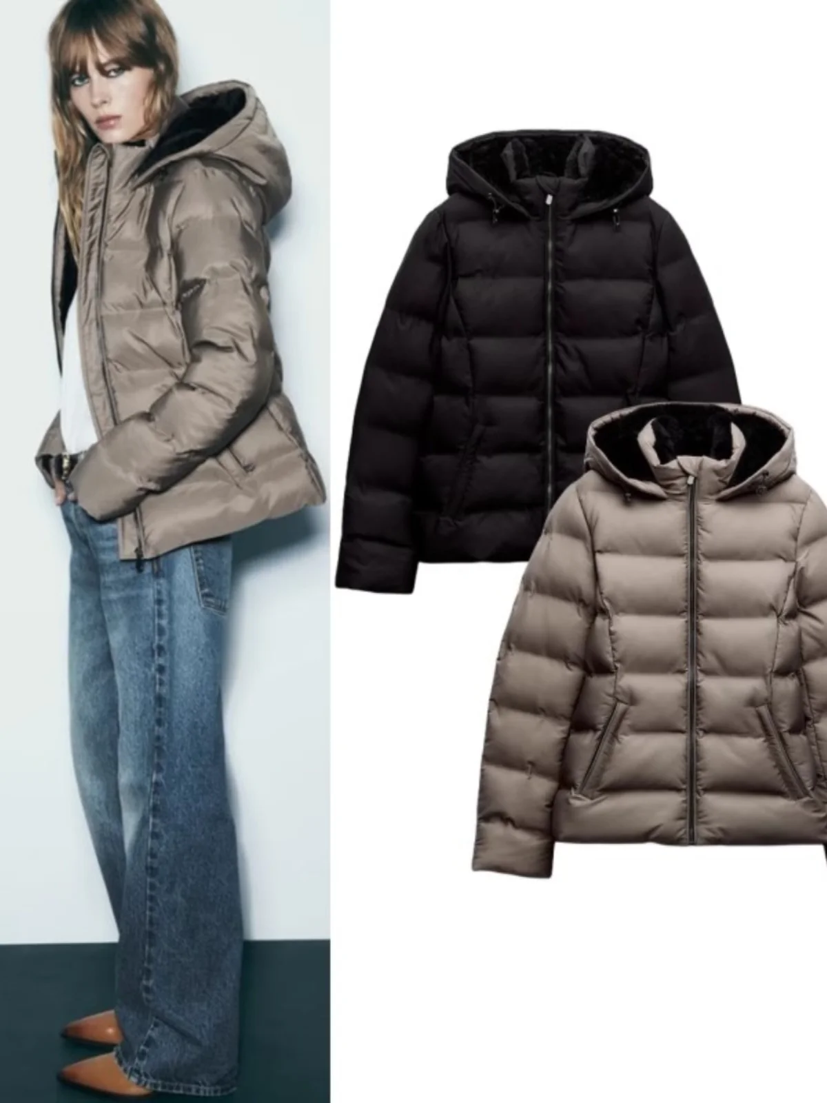 

Новое зимнее женское хлопковое пальто Thiened ort с капюшоном на молнии, обычное све, длинное, 25–29 лет для поездок на работу