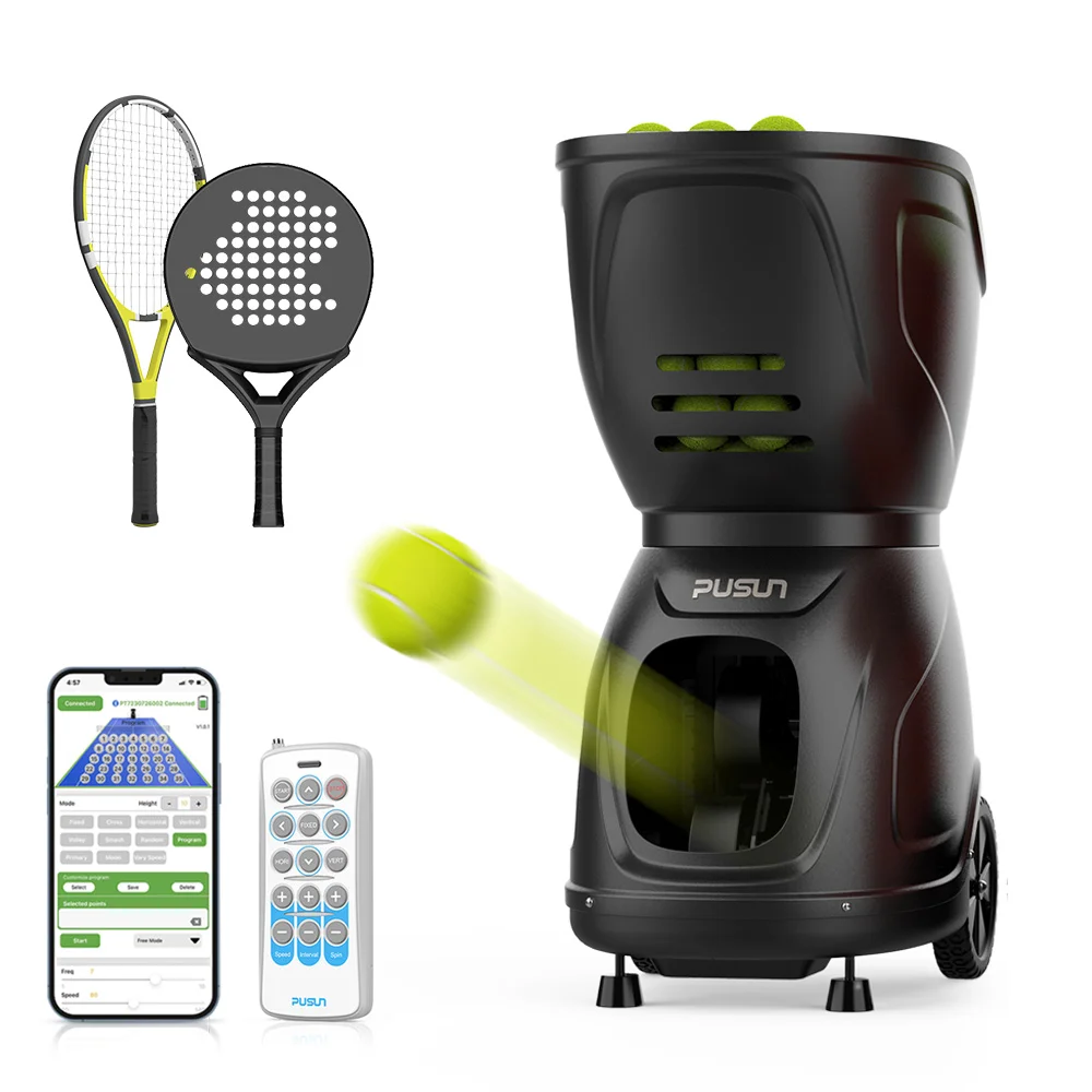 Intelligent PUSUN Tennis Padel Ball Machine Ball Shooting Equipment Tennis For Outdoor Training Practice With Large Capacity